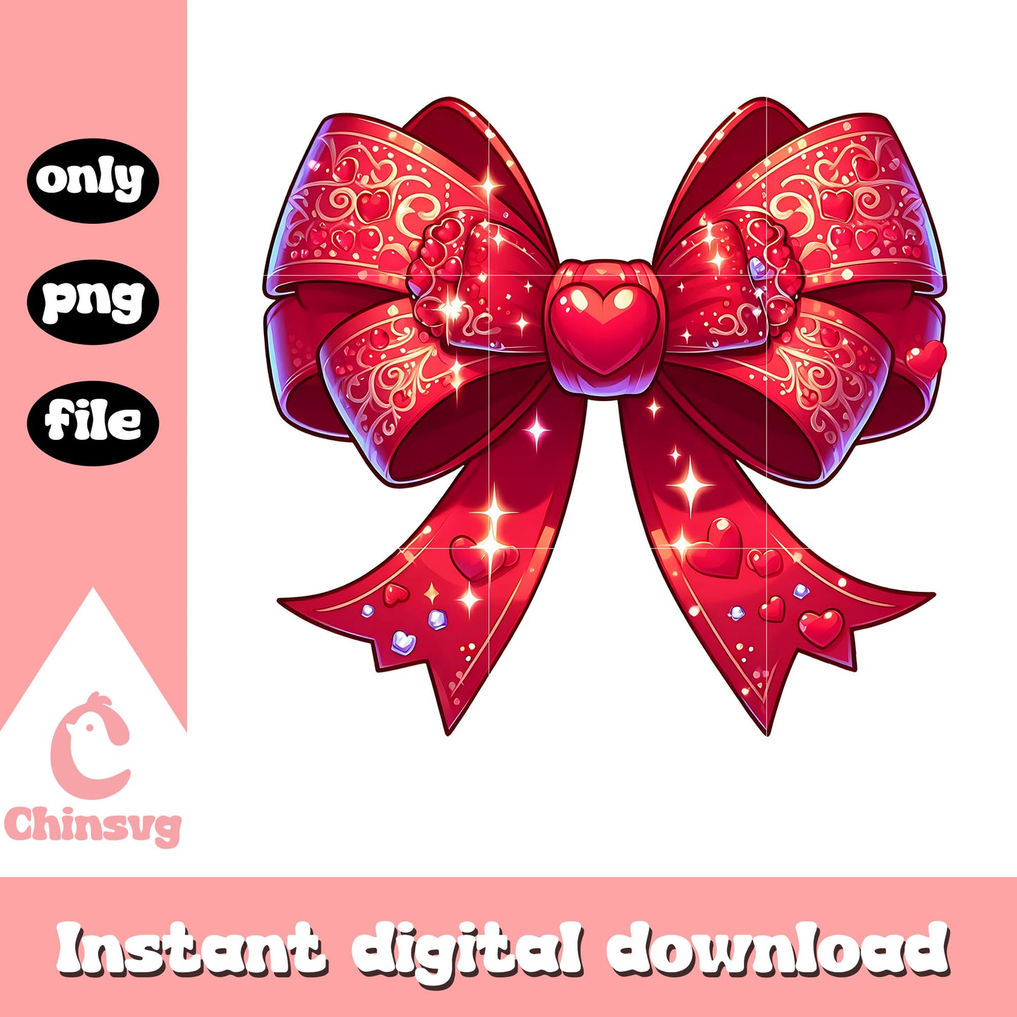 Red valentine bow design png, valentine bow png, valentine png