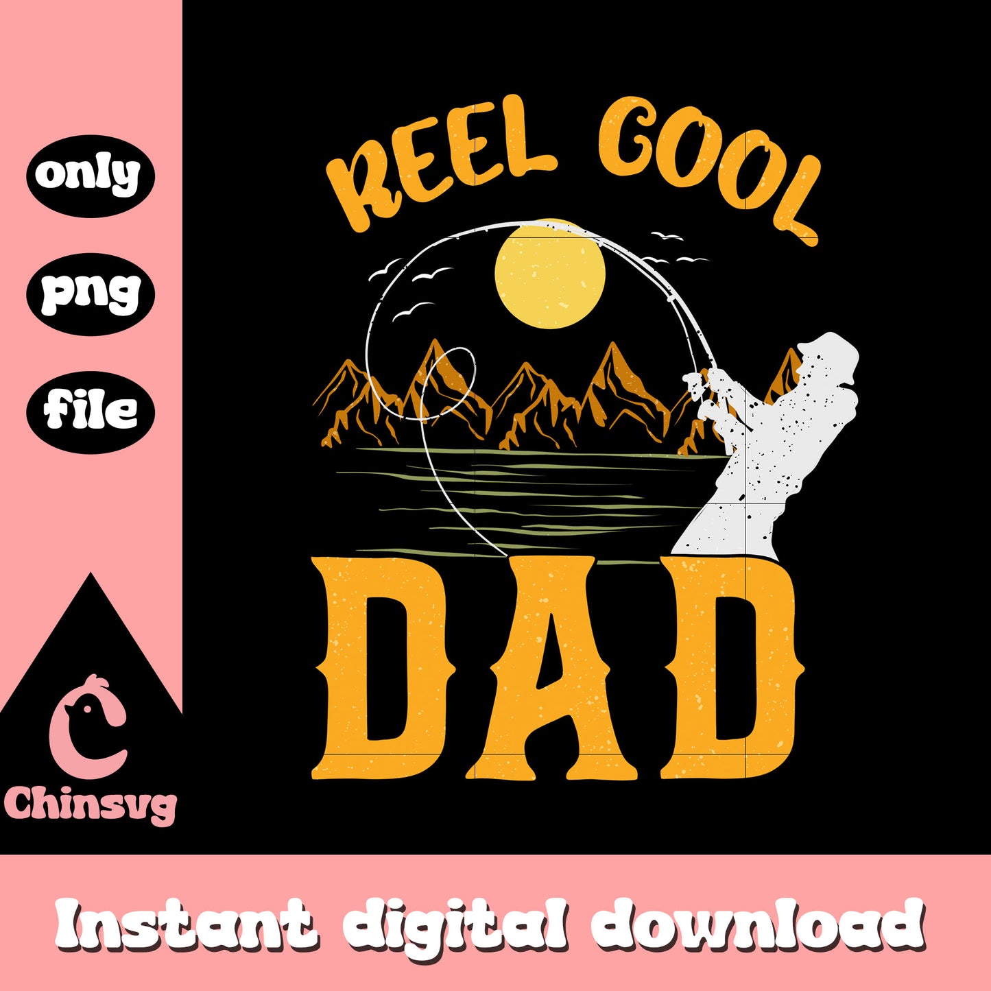 Reef cool dad design png, dad fishing png, fishing with dad png