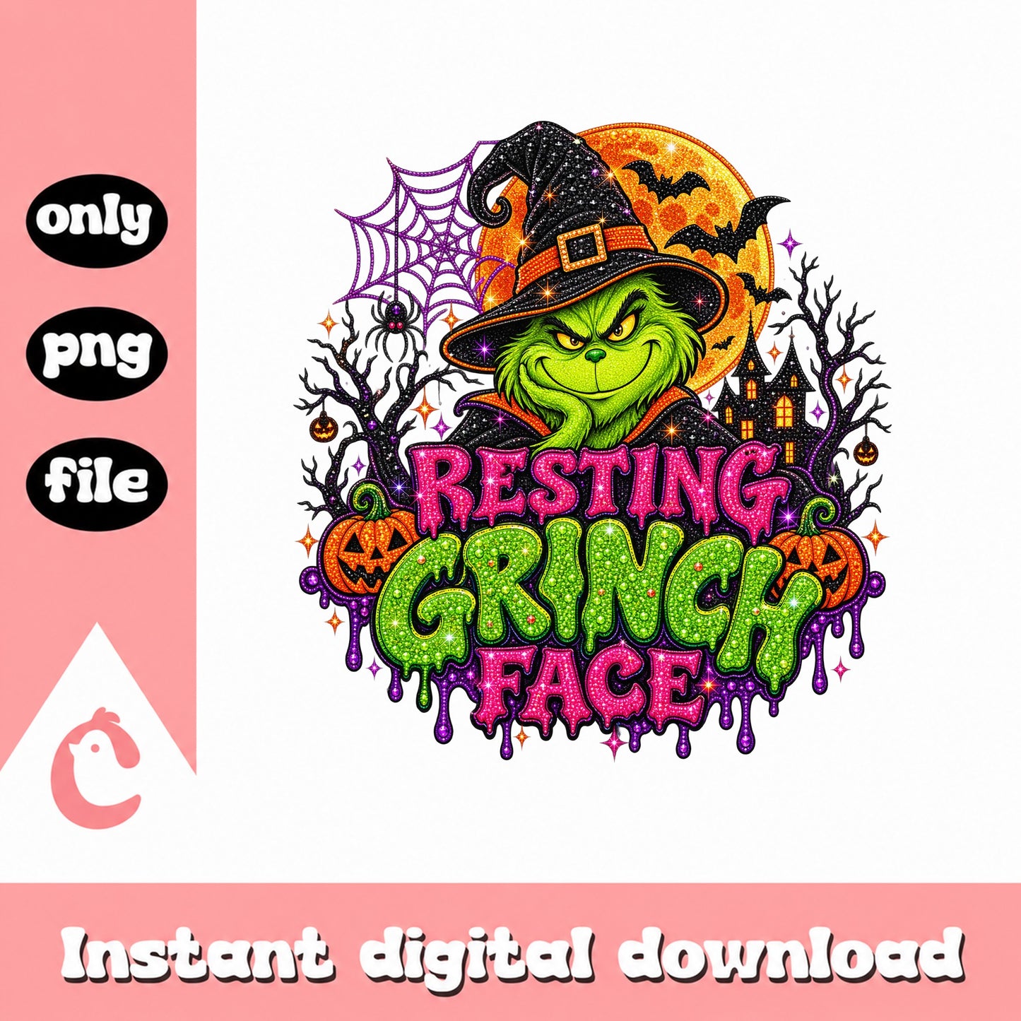 Resting Grinch Face PNG, Halloween Grinch PNG, Funny Holiday PNG