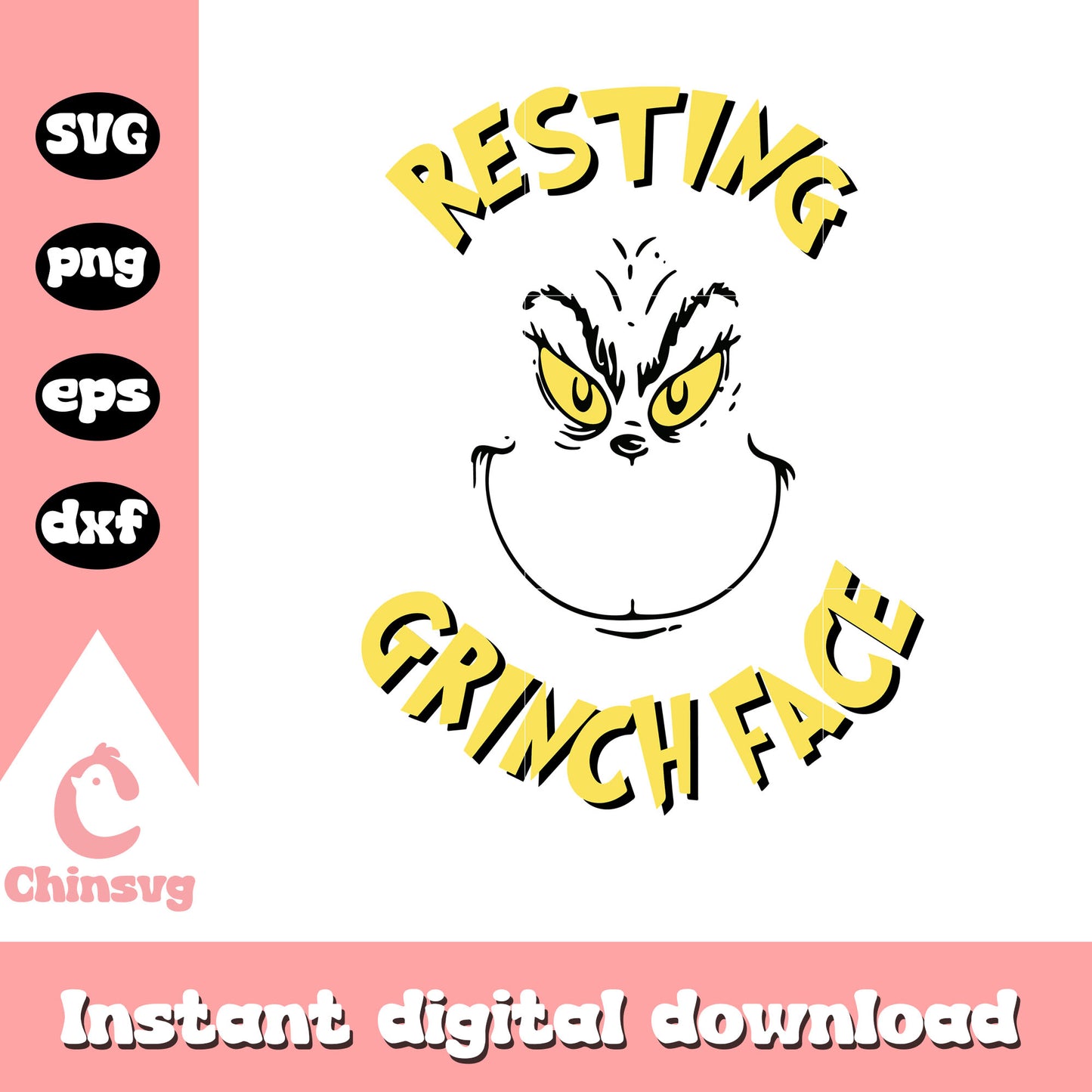 Resting grinch face yellow design svg, grinch face outline svg