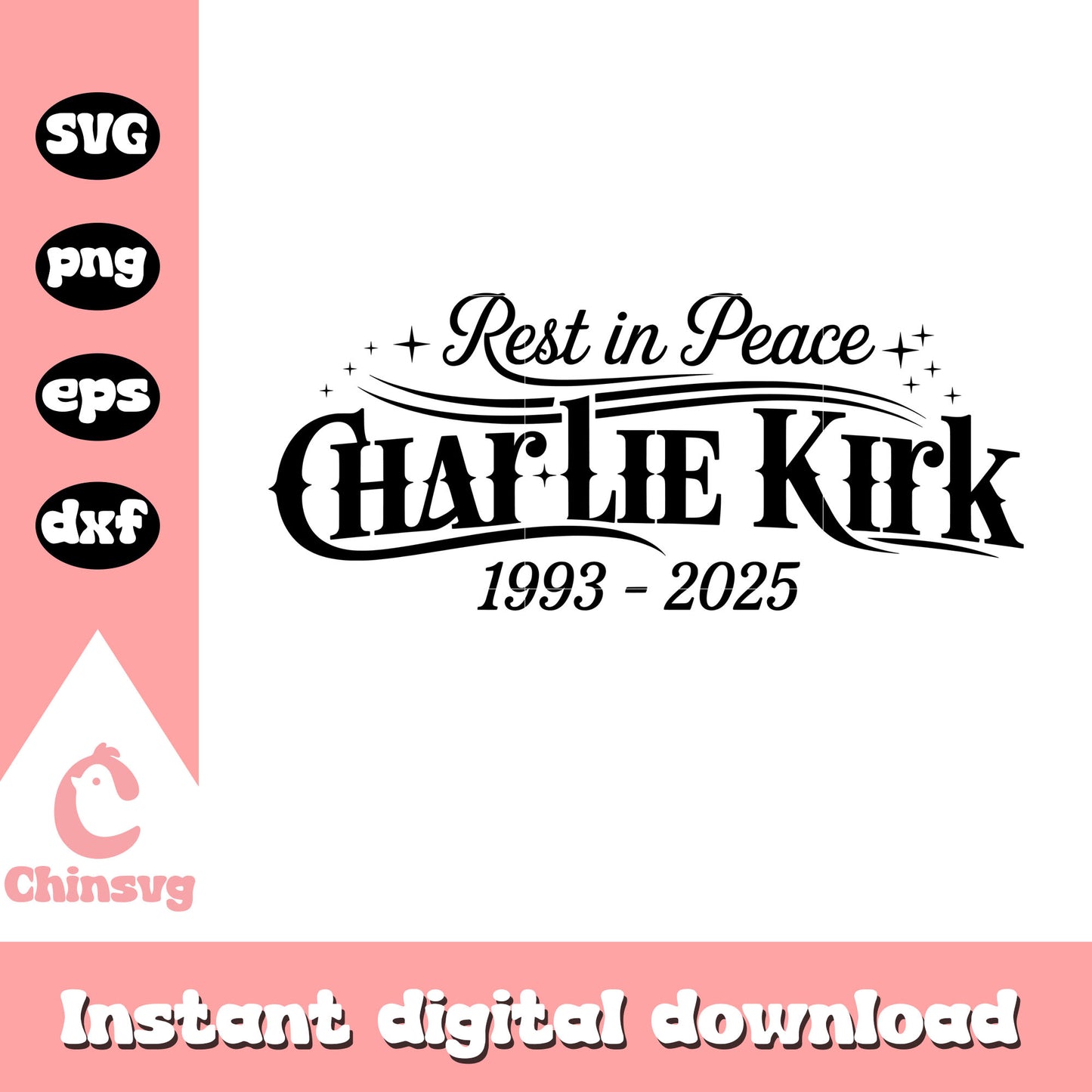 Rest in peace charlie kirk text black svg, pray for charlie svg