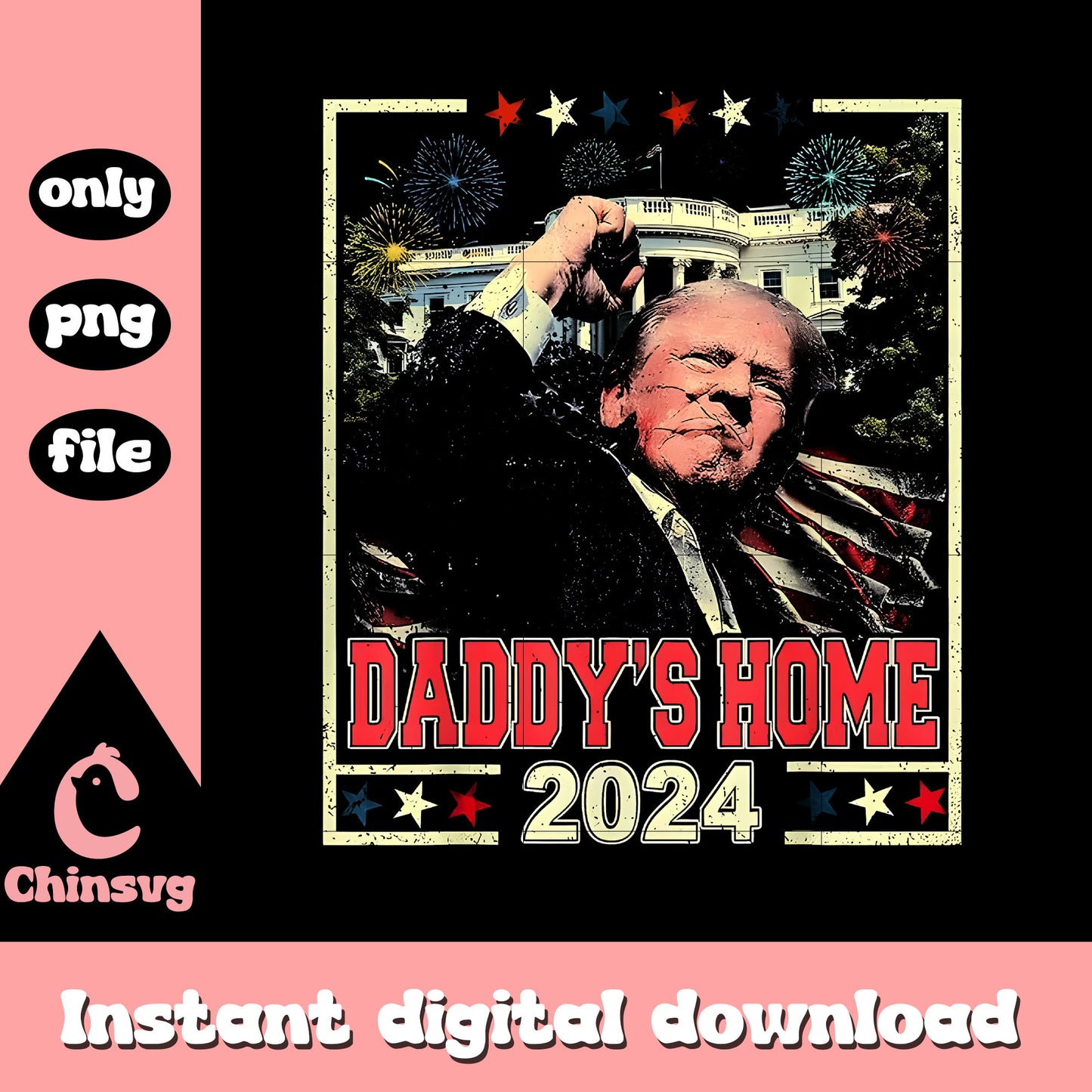 Retro daddy's home donald trump 2024 png, donald trump png