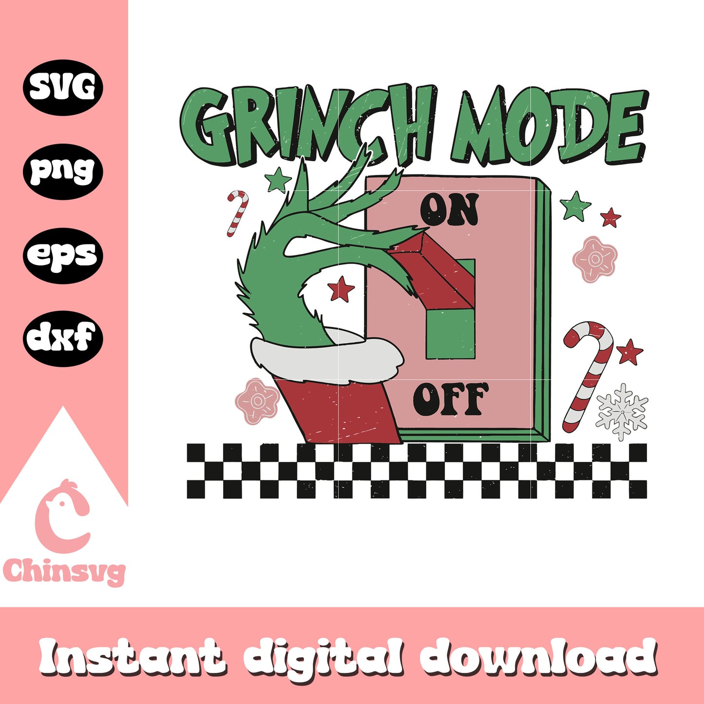 Retro mode on logo christmas svg, grinch mode on svg