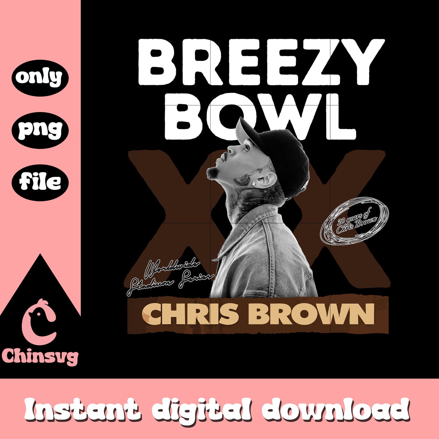 Retro breezy bowl xx chris brown design png, chris brown png