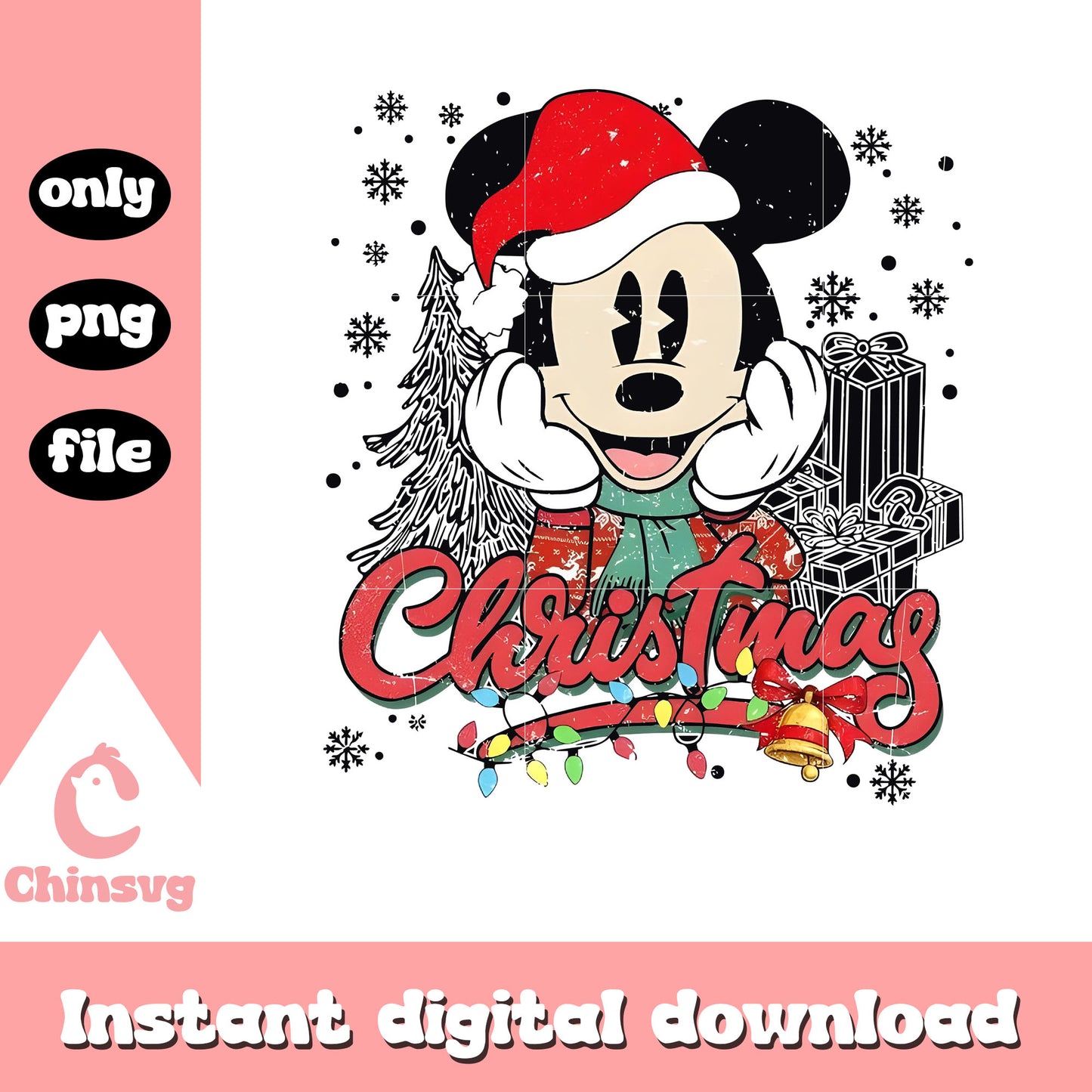 Retro mickey santa hat christmas design png, mickey christmas png