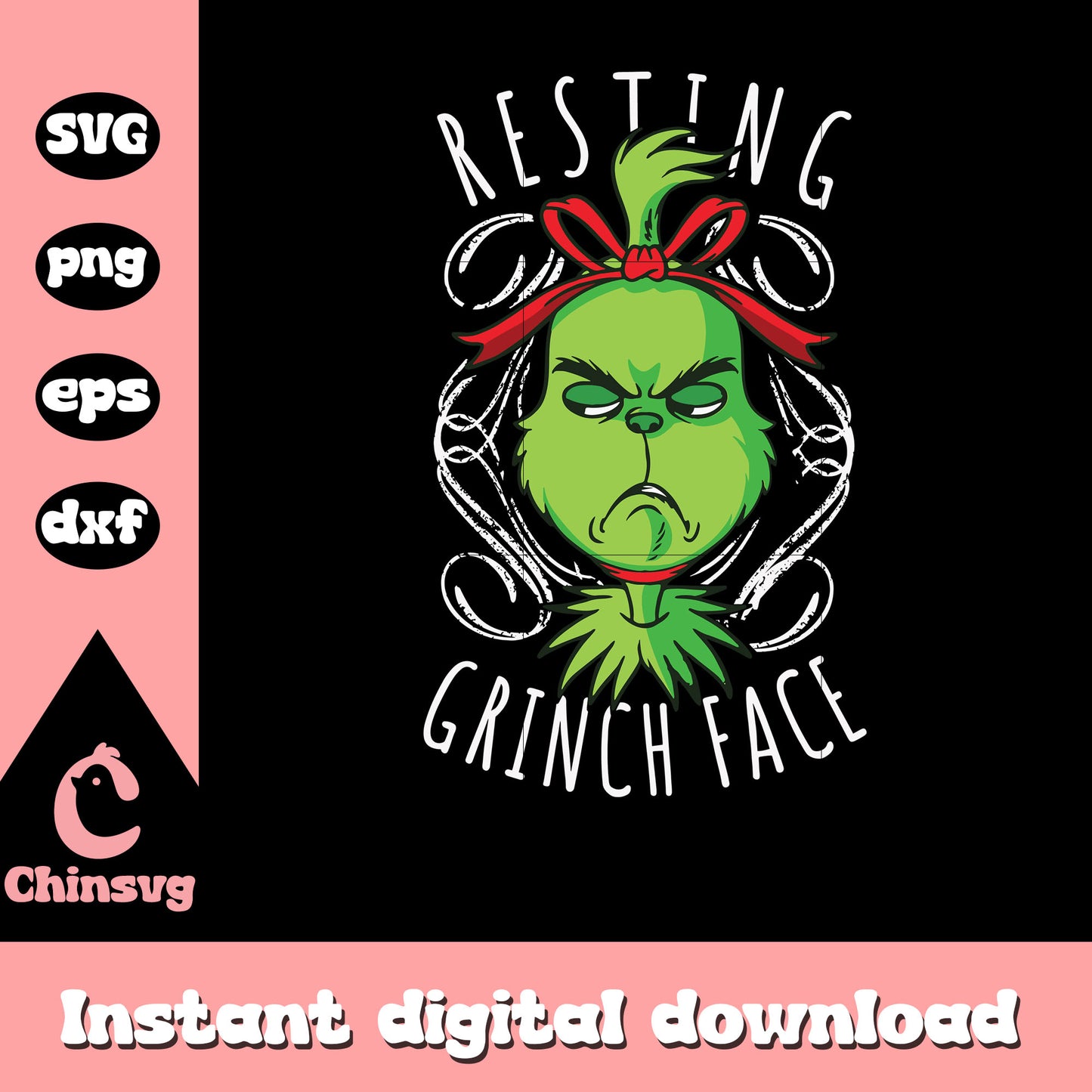 Retro resting grinch face christmas design svg, grinch face svg