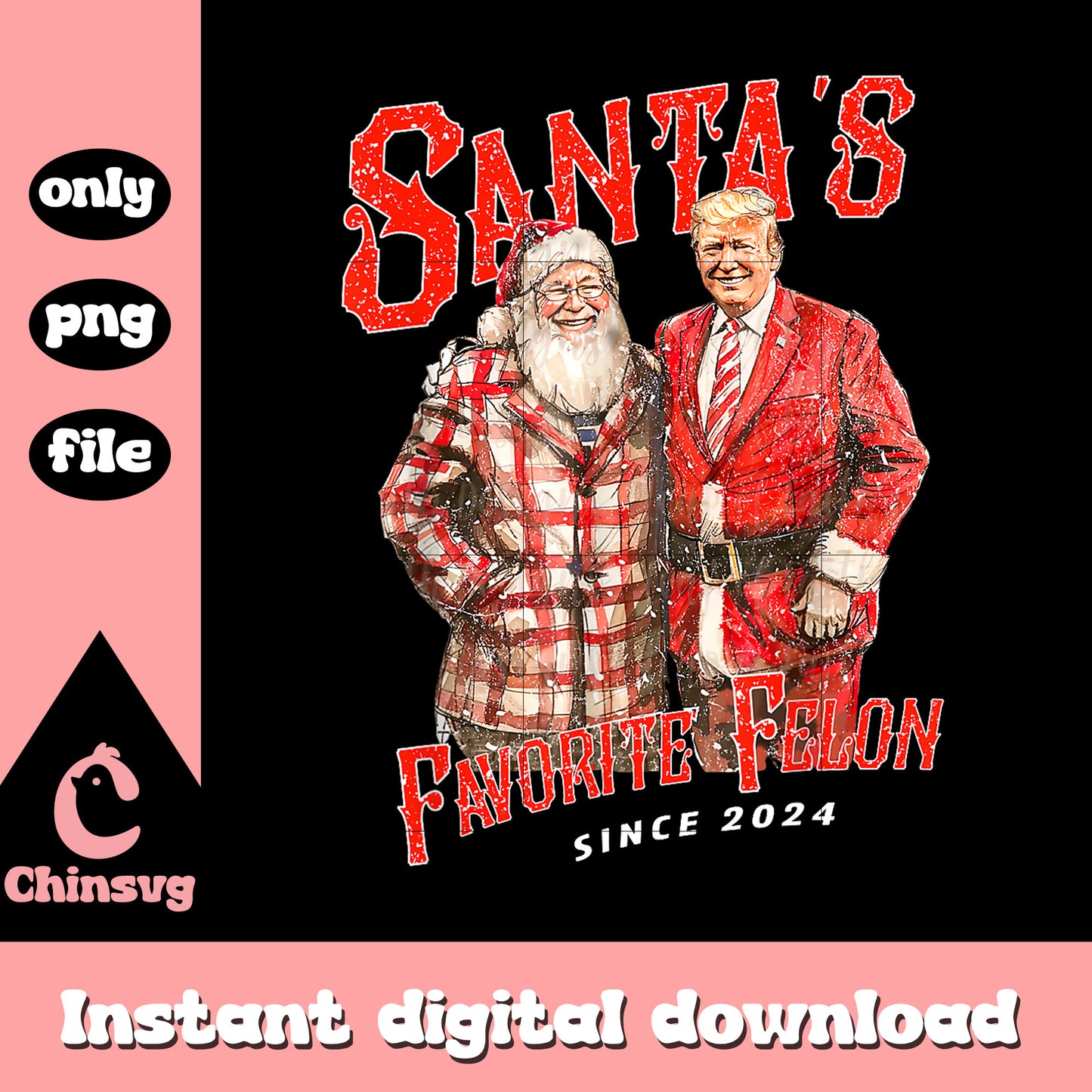 Retro santa's favorite felon since 2024 png, trump merry christmas png