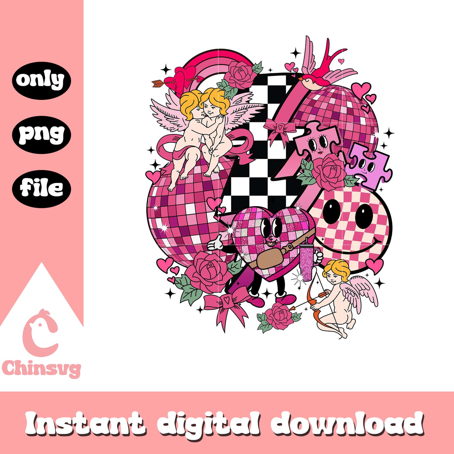 Retro valentine doodle lightning bolt png, Retro valentine png