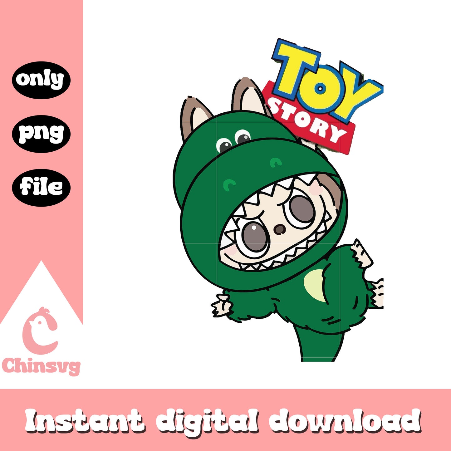 Rex labubu cute doll design png, toy story character png