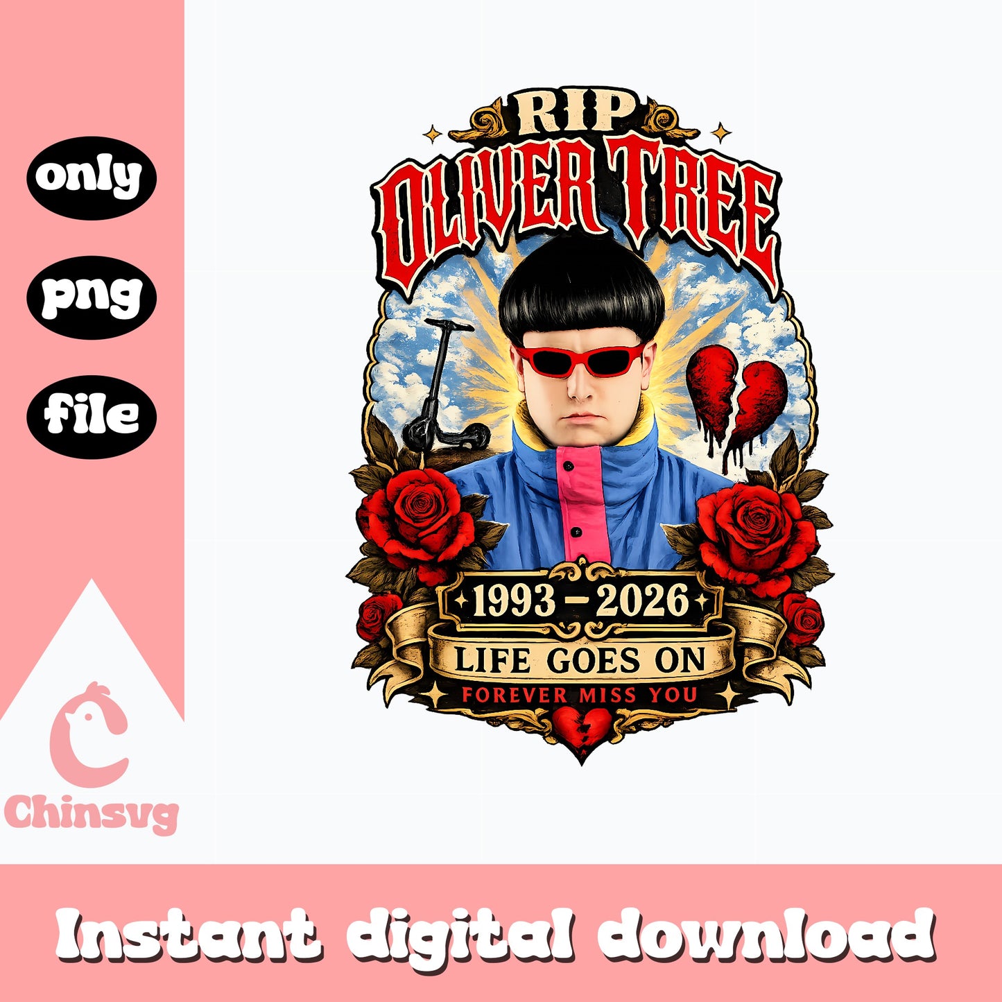 Rip Oliver Tree Memorial SVG, Life Goes On PNG, Memorial SVG