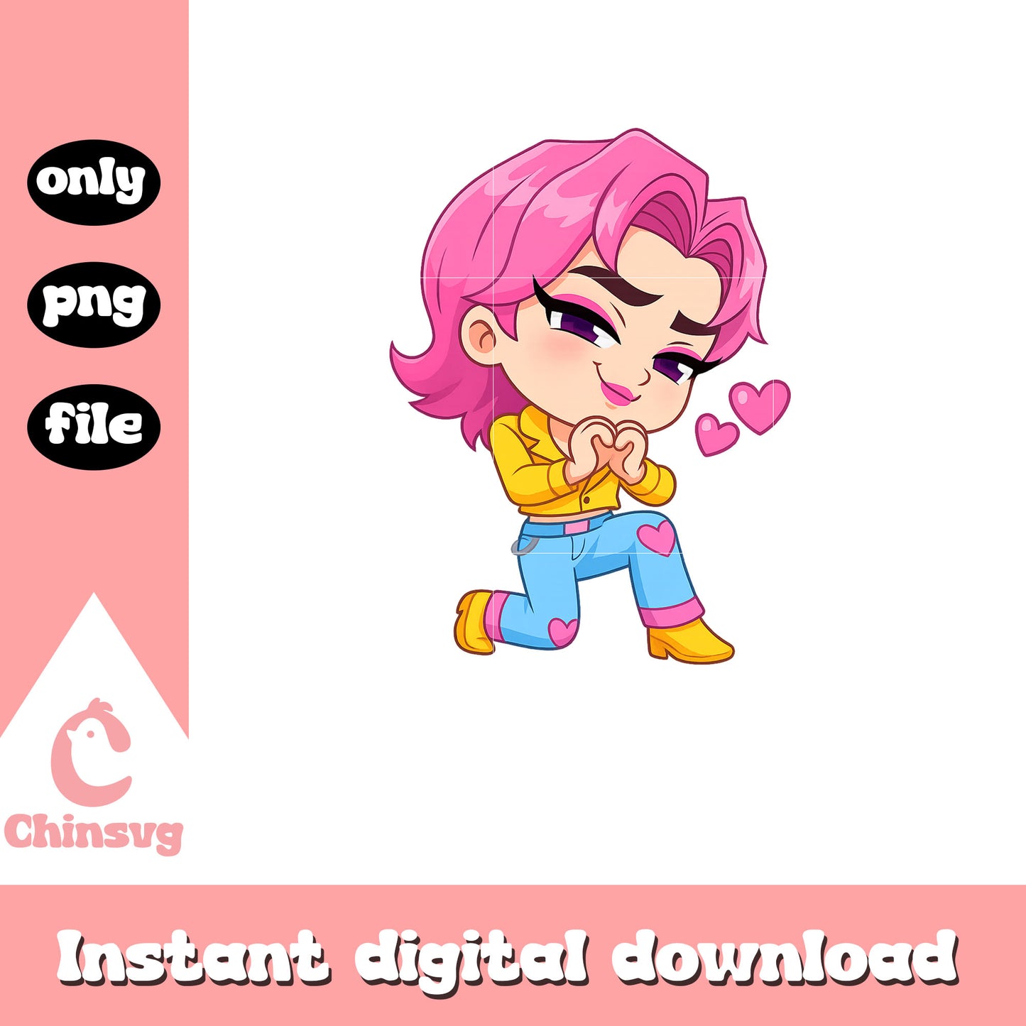 Romance chibi saja boys design png, romance character png