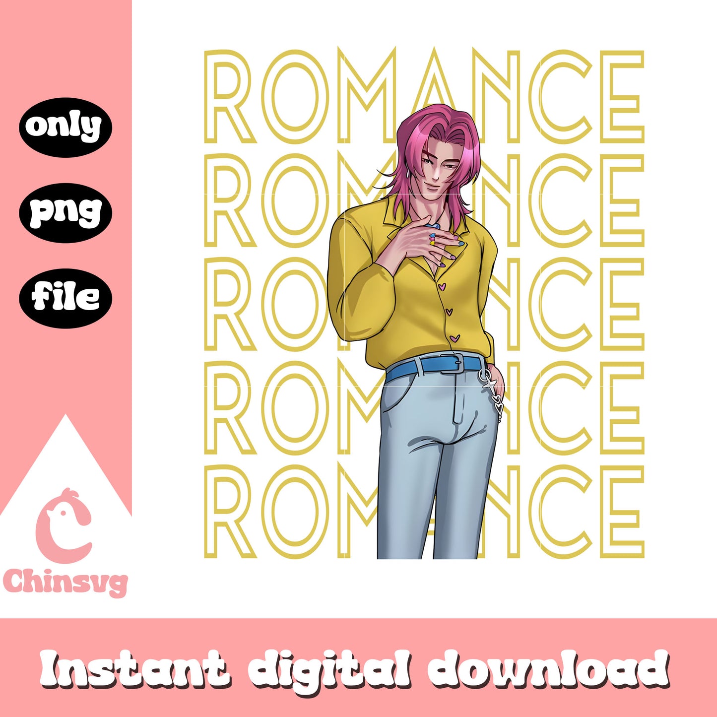 Romance saja boys member design png, romance character png