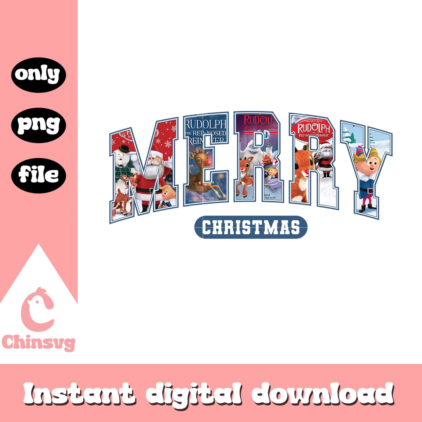 Rudolph the red-nosed reindeer christmas png, santa claus png