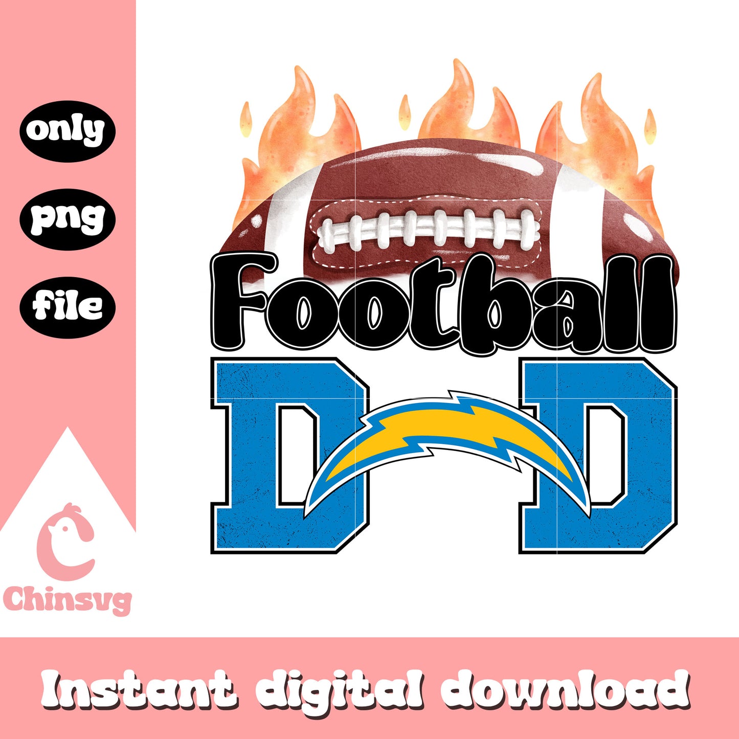 Rugby ball football dad Chargers png, Los Angeles Chargers logo png
