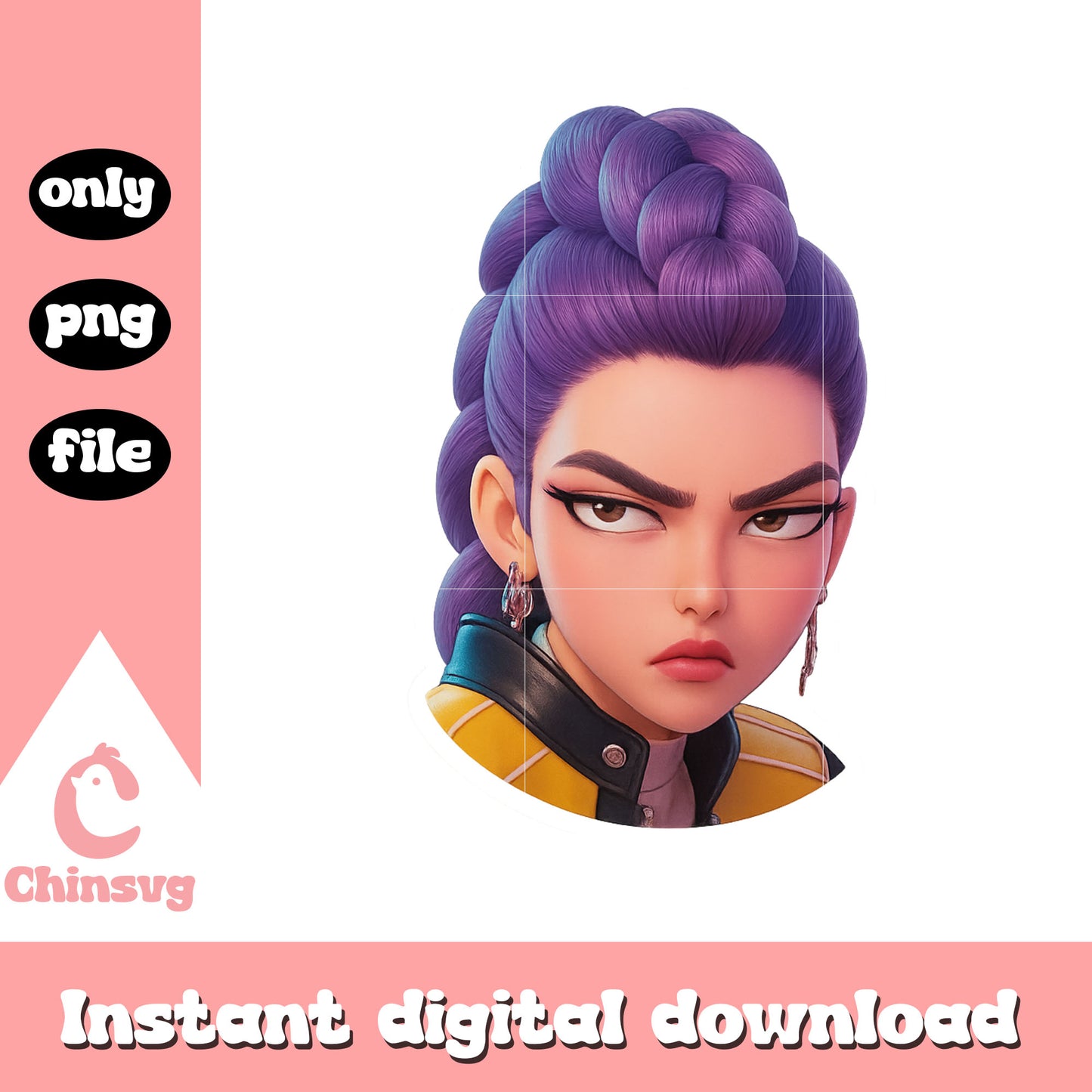 Rumi angry face design png, rumi kpop hunters png, rumi character png
