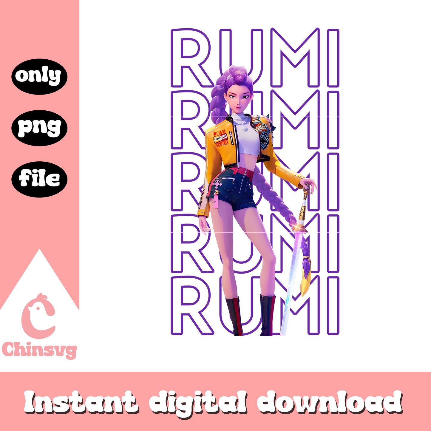 Rumi huntrix character design png, rumi character png