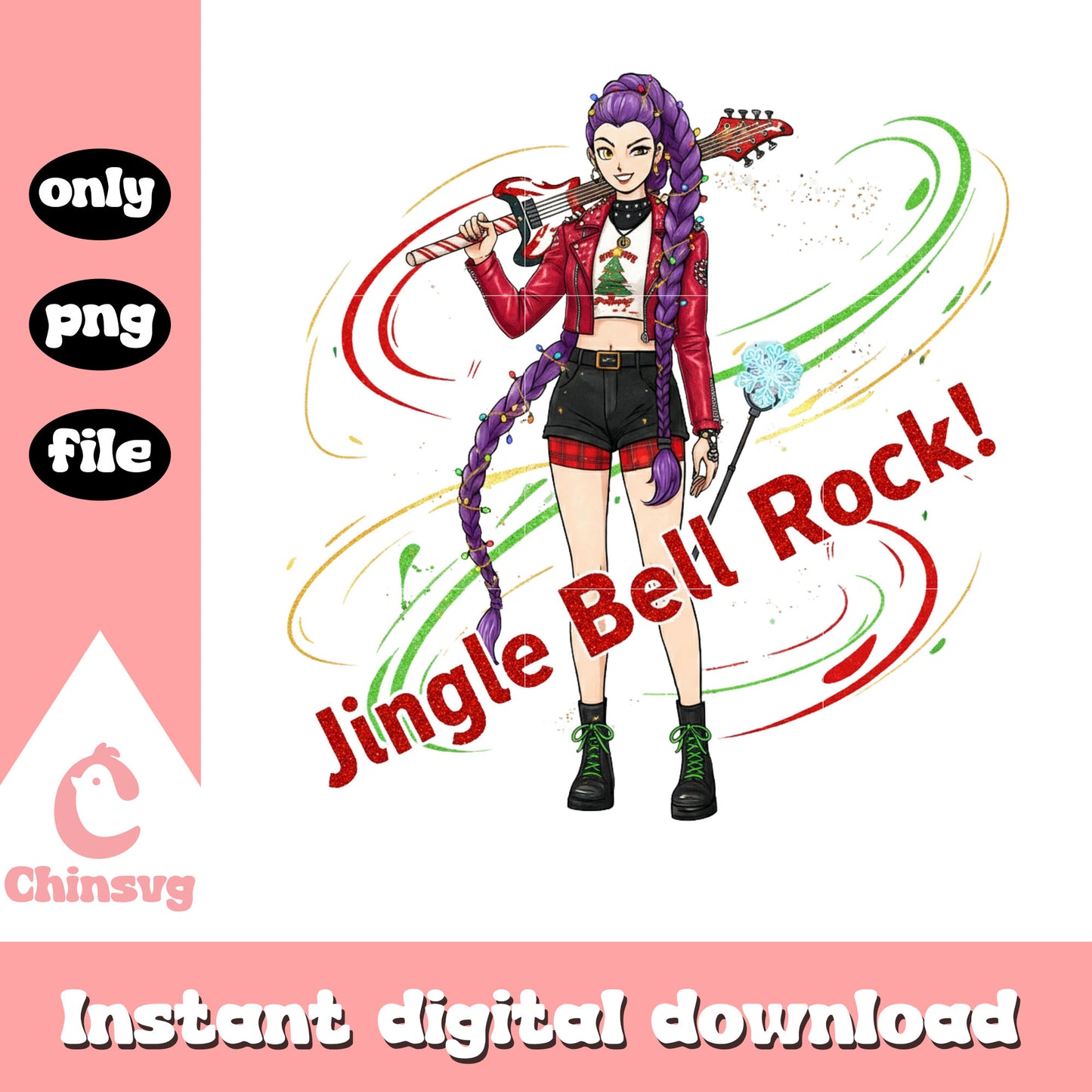 Rumi huntrix jingle bell rock png, rumi kpop demon hunters png