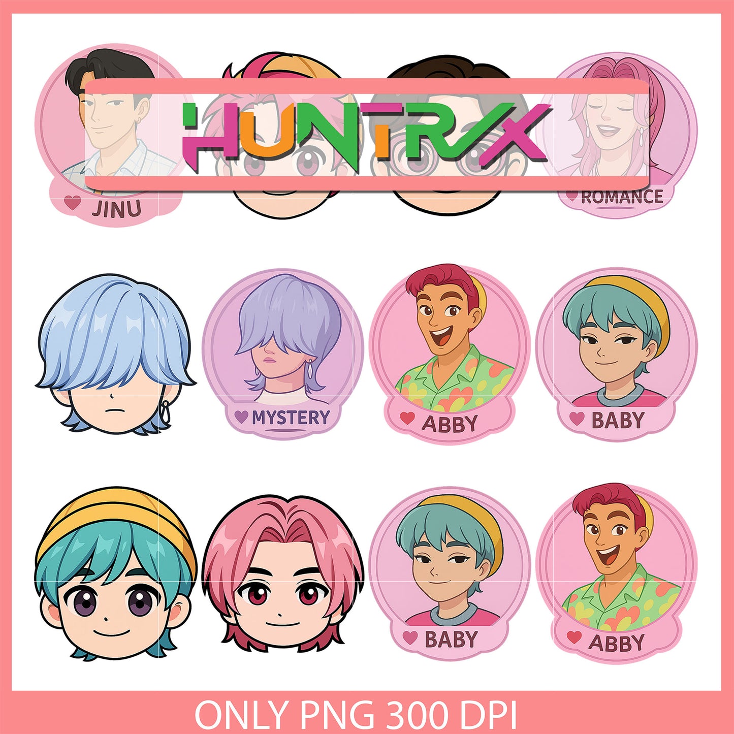 Saja boys band face design bundle png, saja boys png, demon hunters png