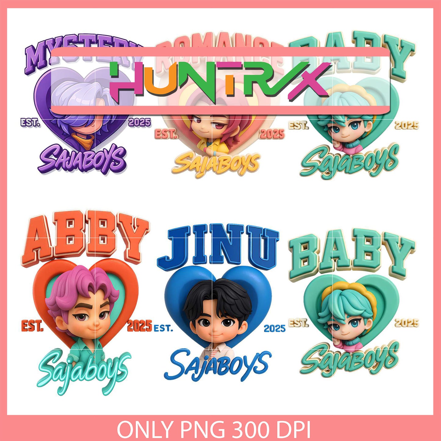 Saja boys est 2025 heart 3d design bundle png, saja boys png