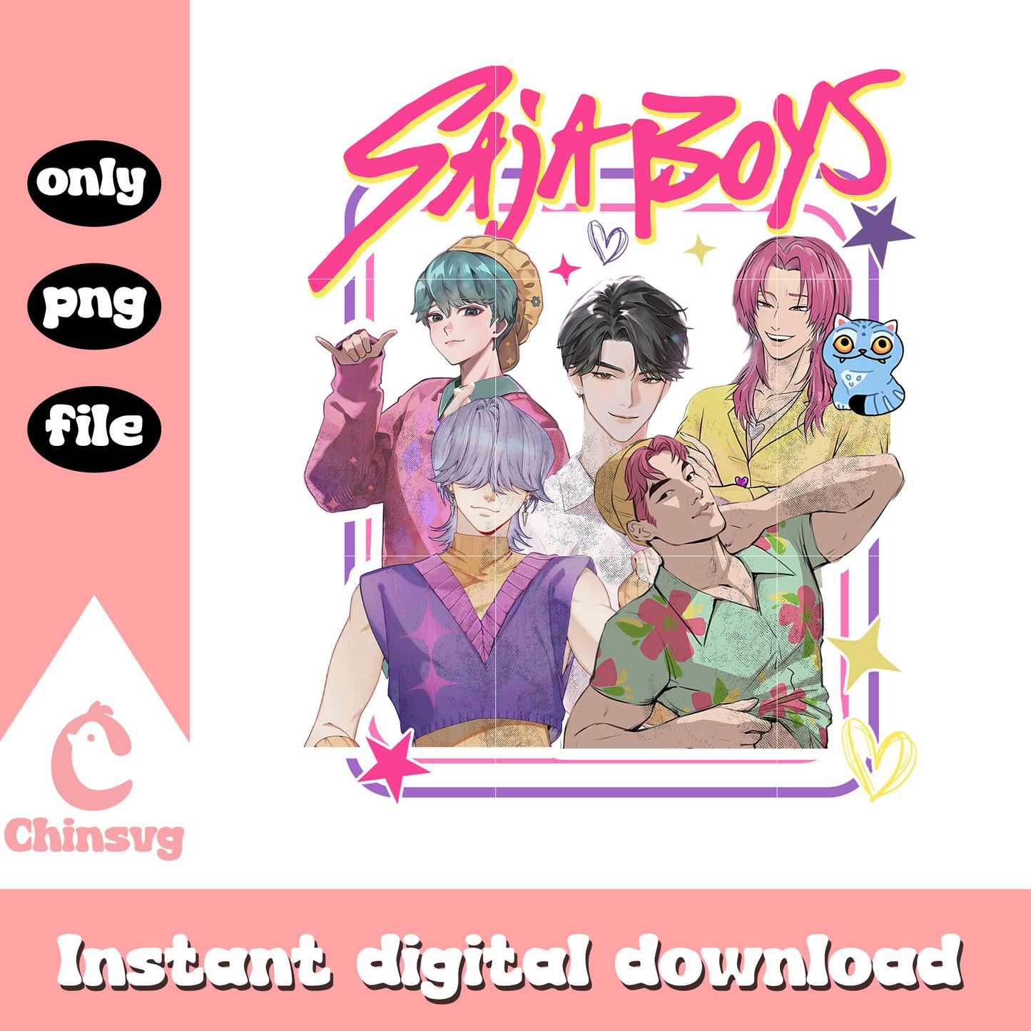 Saja boys kpop band members png, saja boys fanart png