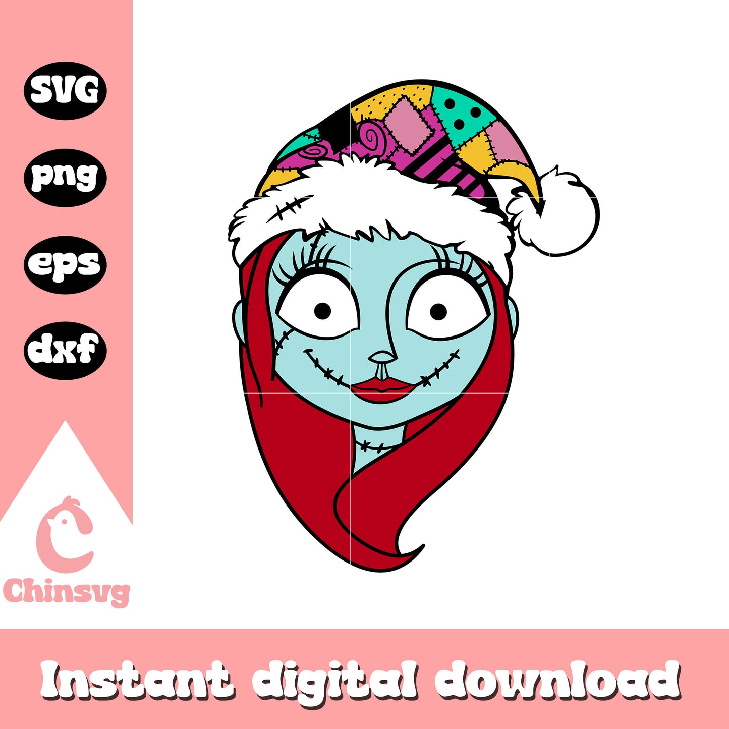 Sally face santa christmas svg, sally nightmare before christmas svg