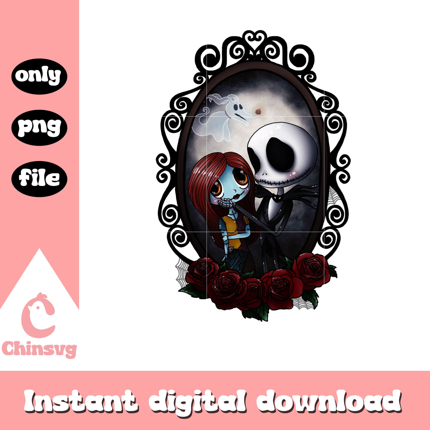 Sally and jack mirror roses png, sally and jack skellington png