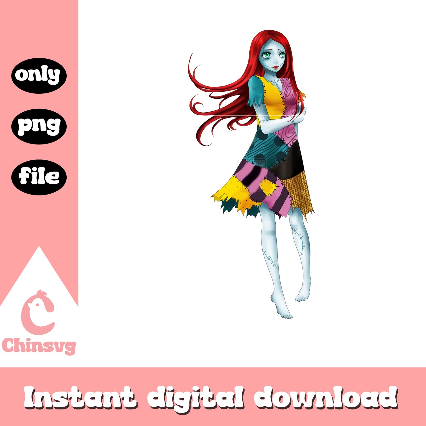 Sally gothic clipart png, sally from nightmare before christmas png