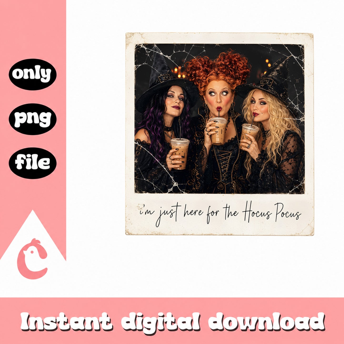 Sanderson Sisters Polaroid PNG, Hocus Pocus Halloween PNG, Witch PNG