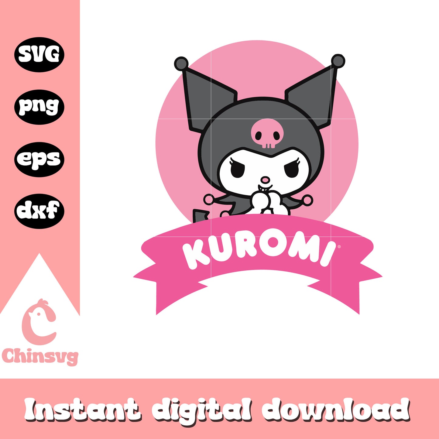 Sanrio kuromi hello kitty desgin svg, hello kitty kuromi svg