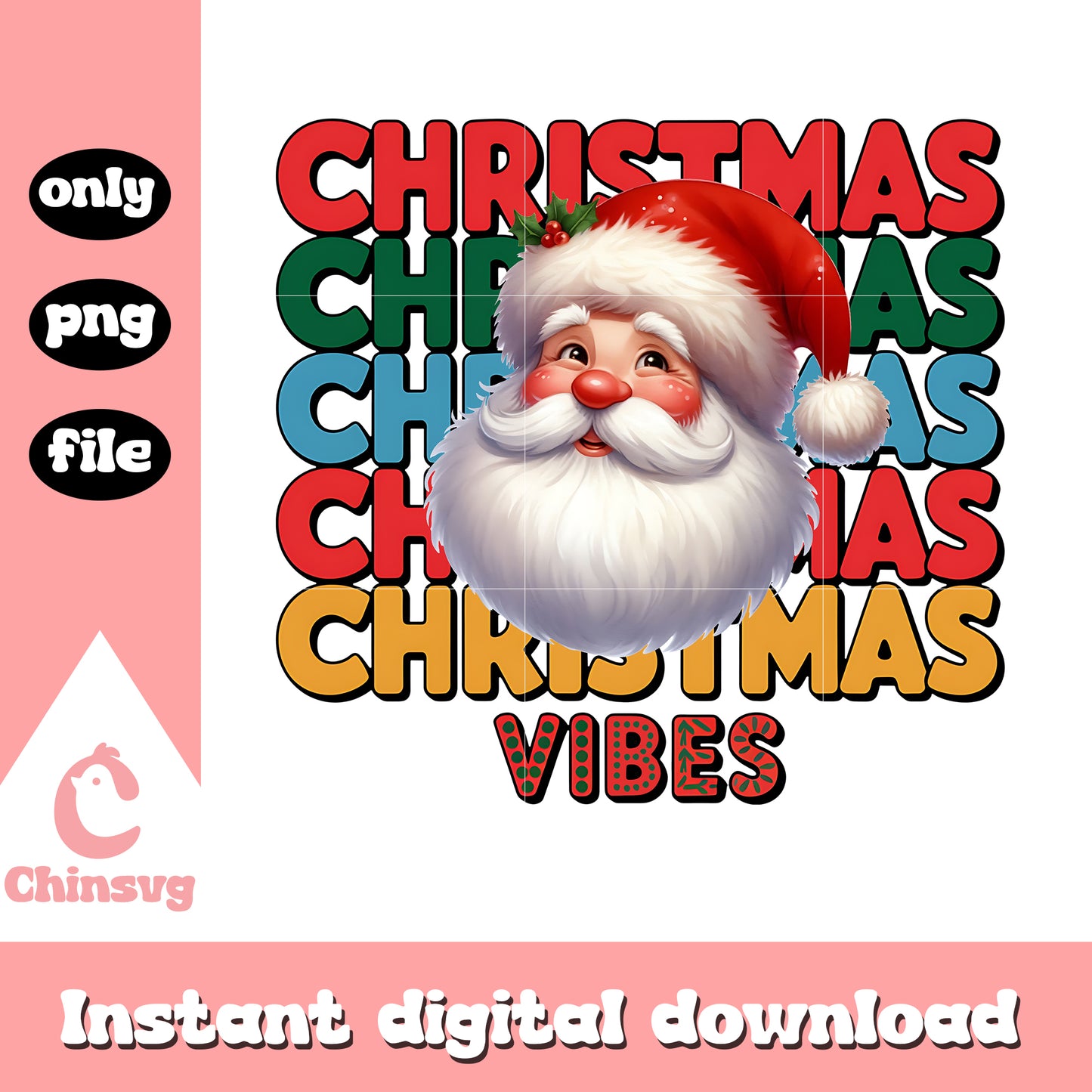 Santa claus face christmas vibes png, christmas vibes png