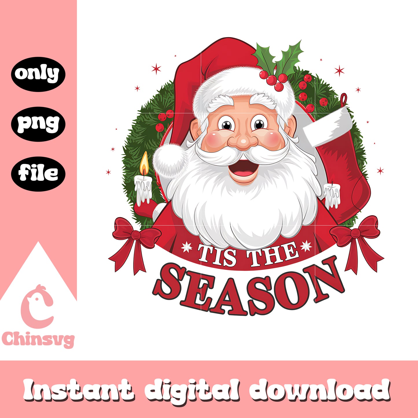 Santa claus tis the season christmas png, tis the season png