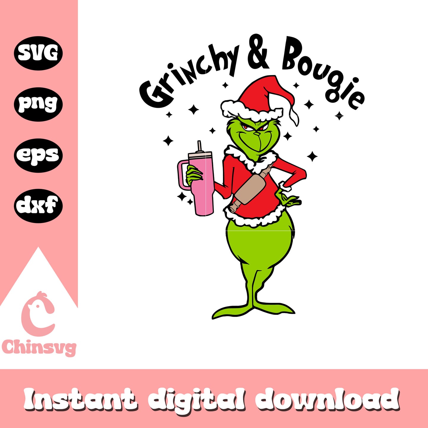 Santa grinchy and bougie christmas design svg, the grinch santa svg