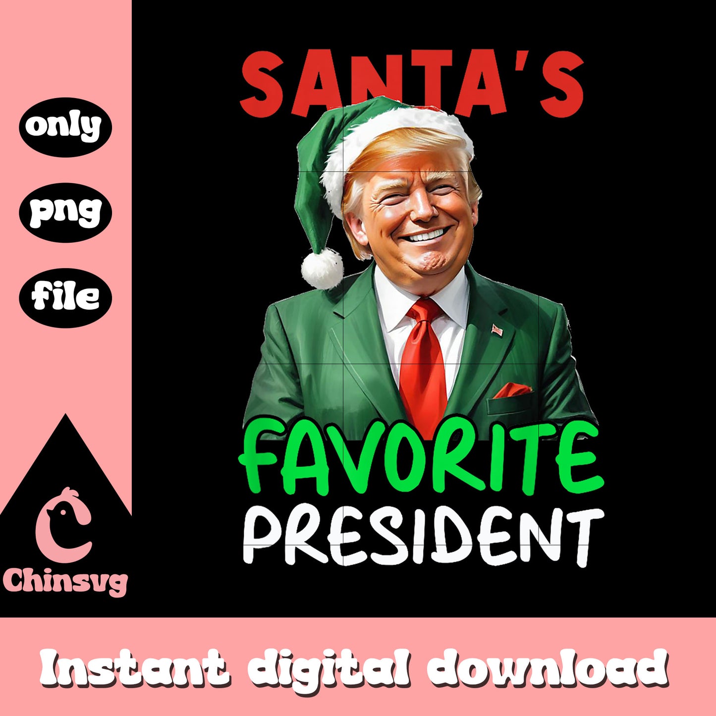 Santa's favorite president america png, trump for christmas png