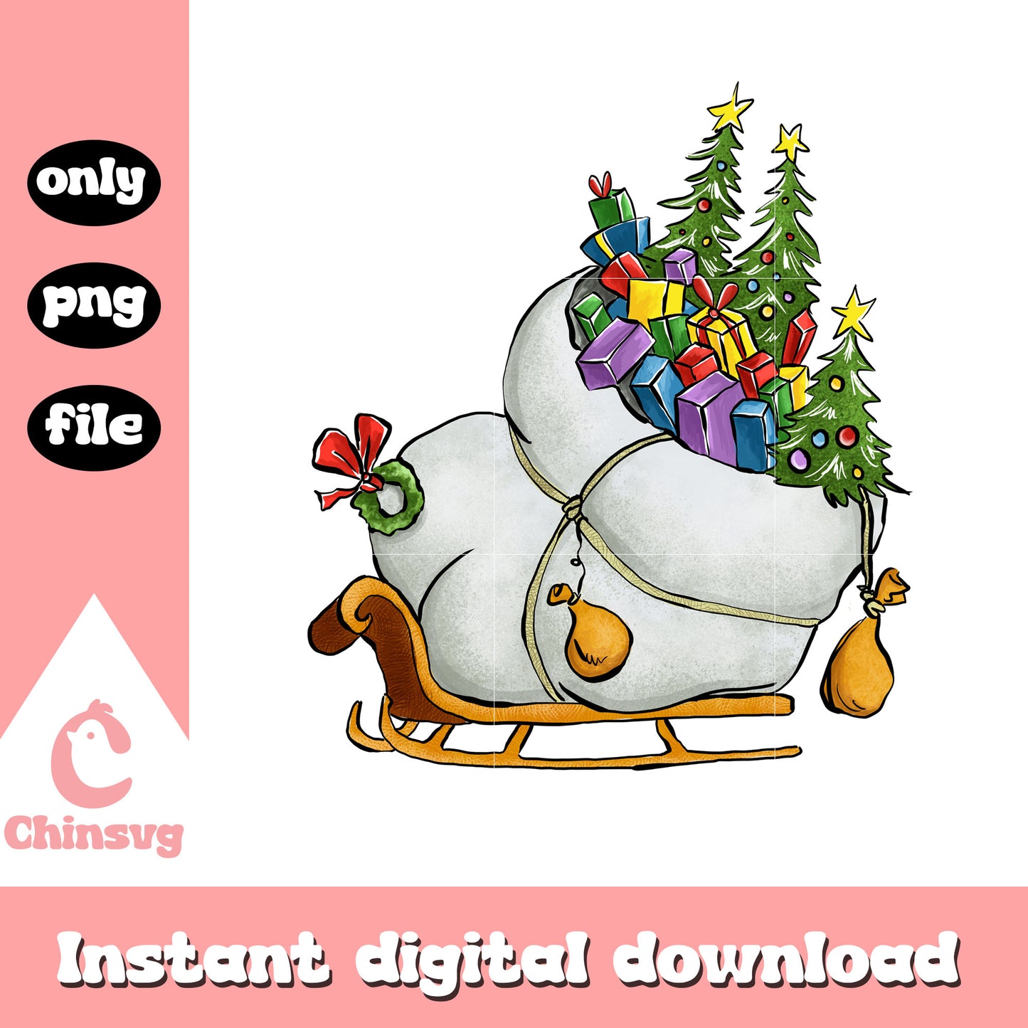 Santa's sleigh christmas gifts png, santa claus png'