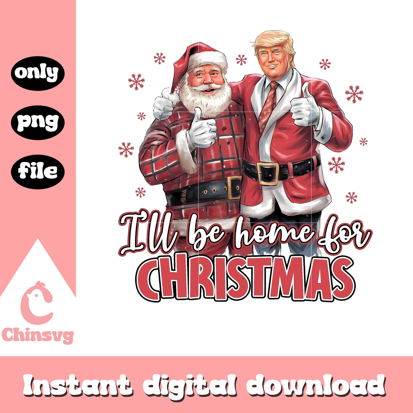 Santa trump i will be home for christmas design png, trump christmas png