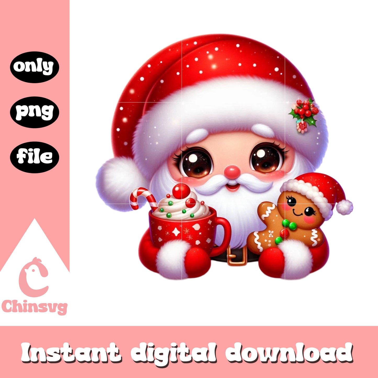 Santa claus and gingerbread png, christmas vacation png