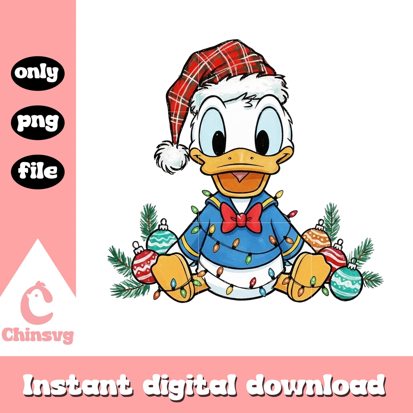 Santa donald disney christmas balls png, disney donald png