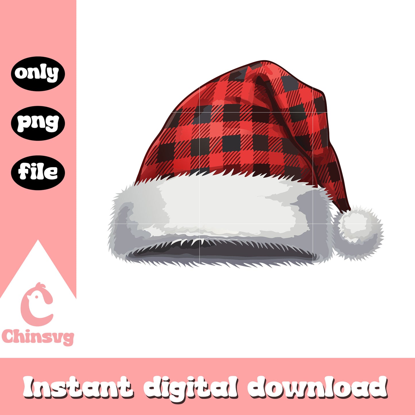 Santa hat plaid christmas design png, santa hat png, christmas png
