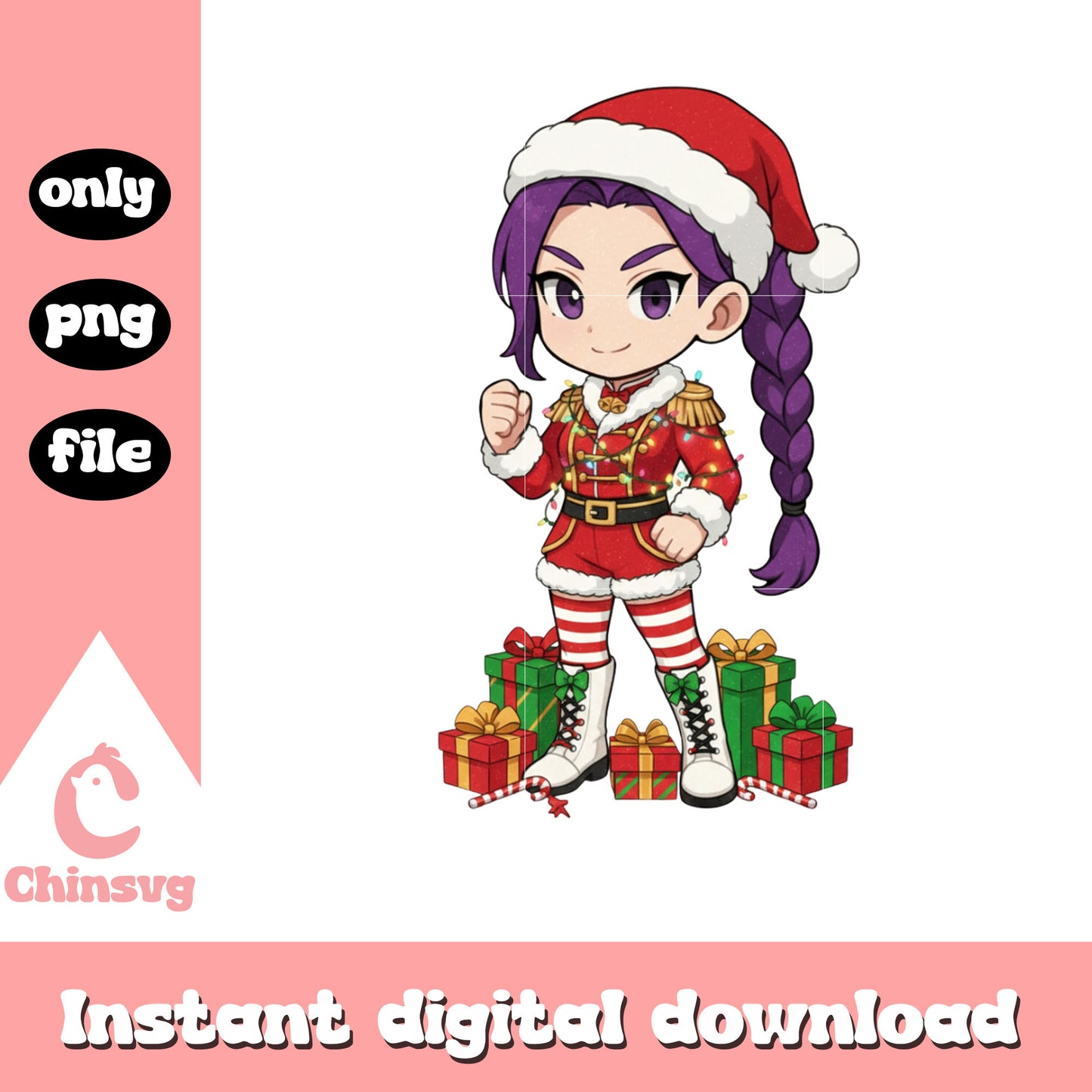 Santa rumi kop demon hunters christmas png, rumi kpop demon png