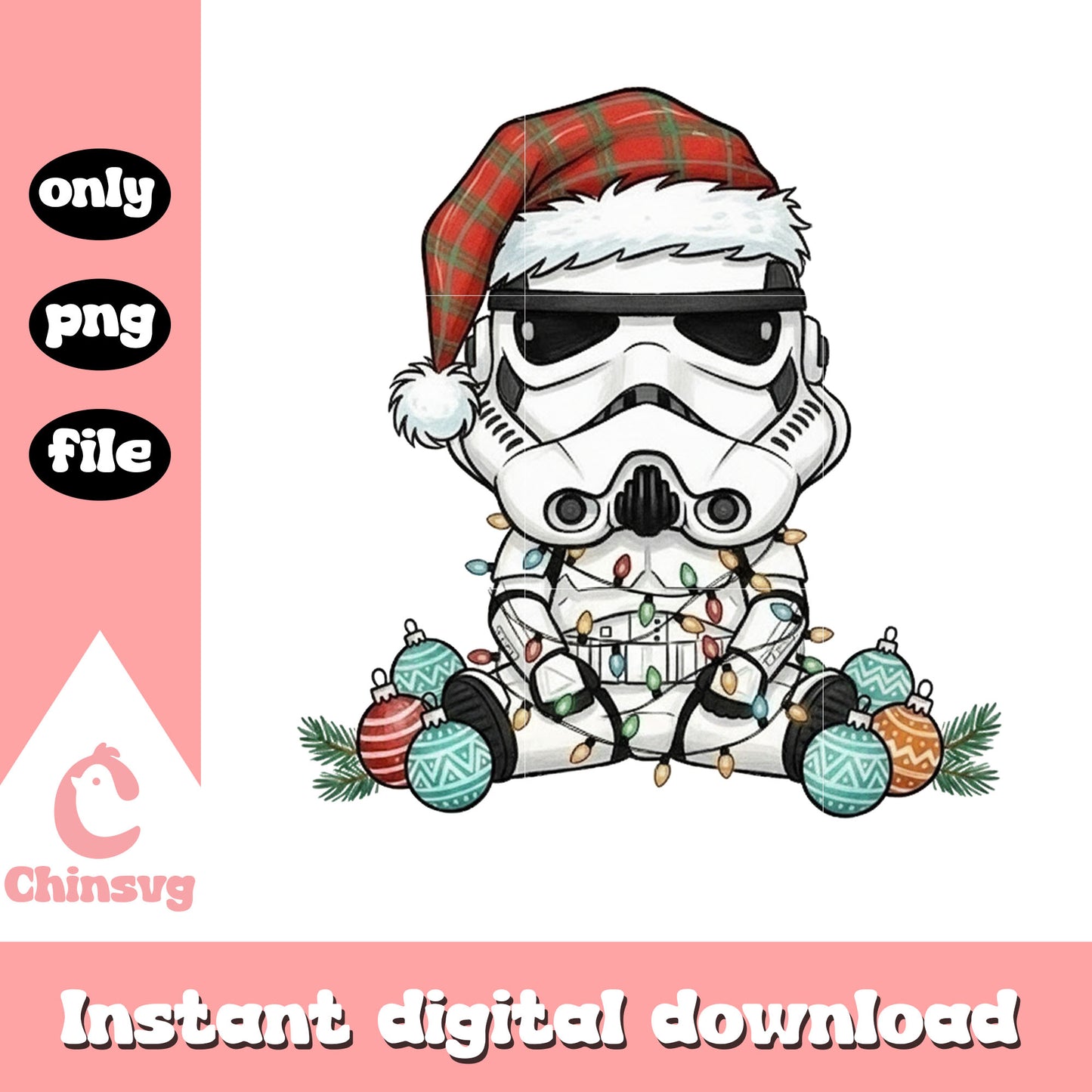 Santa stormtrooper christmas balls png, stormtrooper star wars png