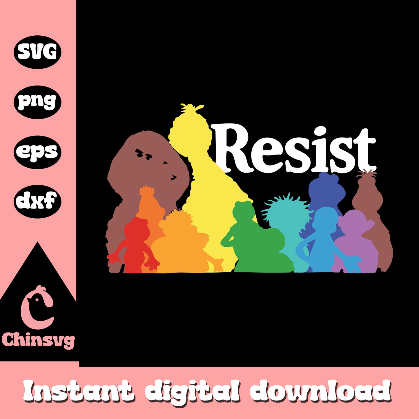 Save P.B.S resist rainbow character design svg, trending svg