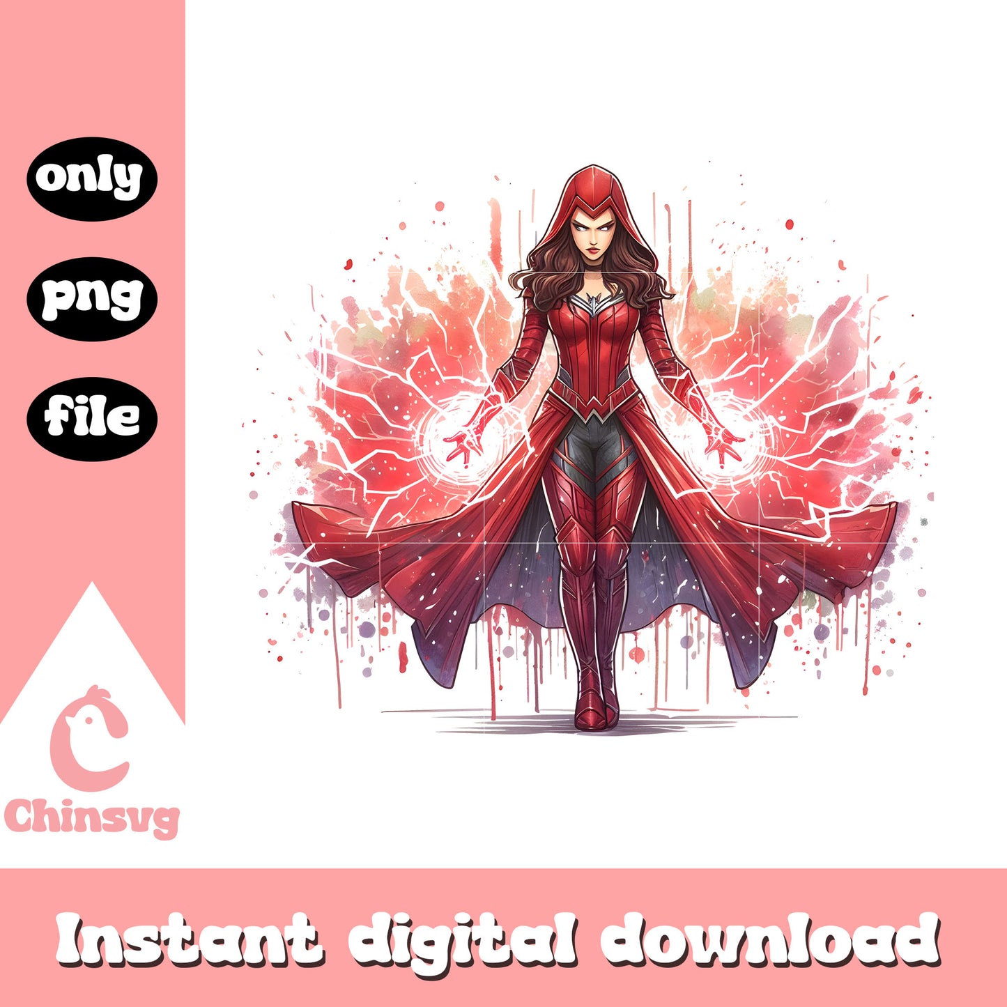 Scarlet witch thunder posing splatter effect png, scarlet witch art png