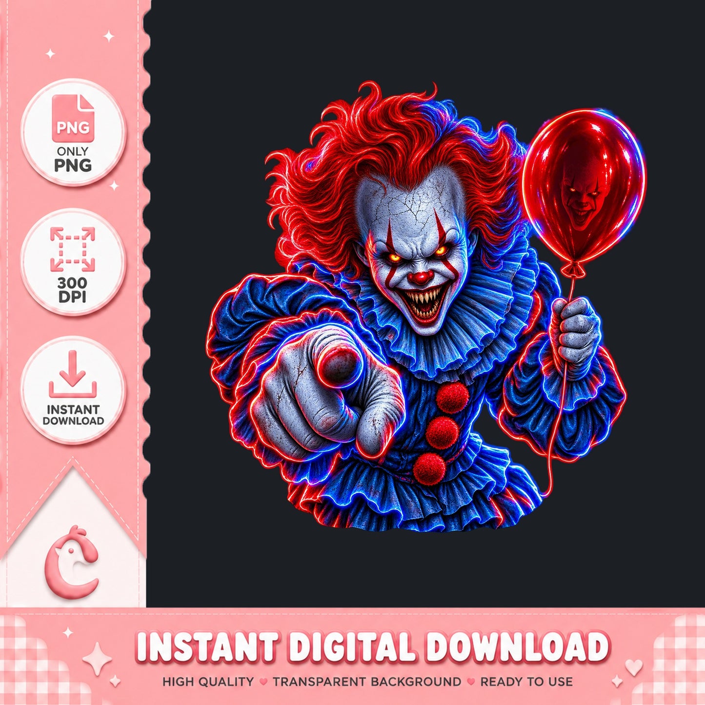 Scary Clown PNG, Horror Clown Clipart, Halloween PNG