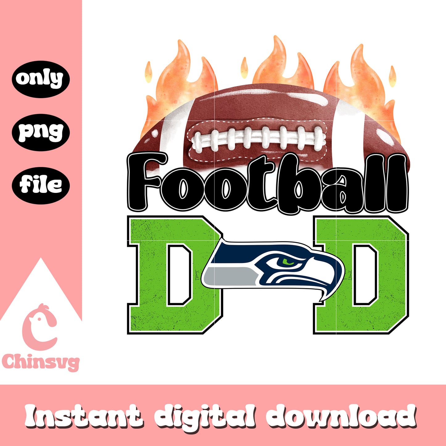 Seahawks football dad custom png, seattle seahawks nfl png