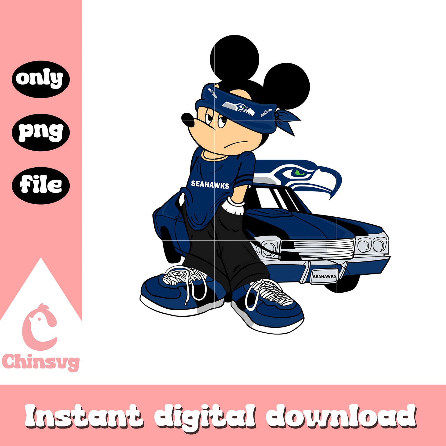 Seahawks mickey style logo png, nfl seattle seahawks png