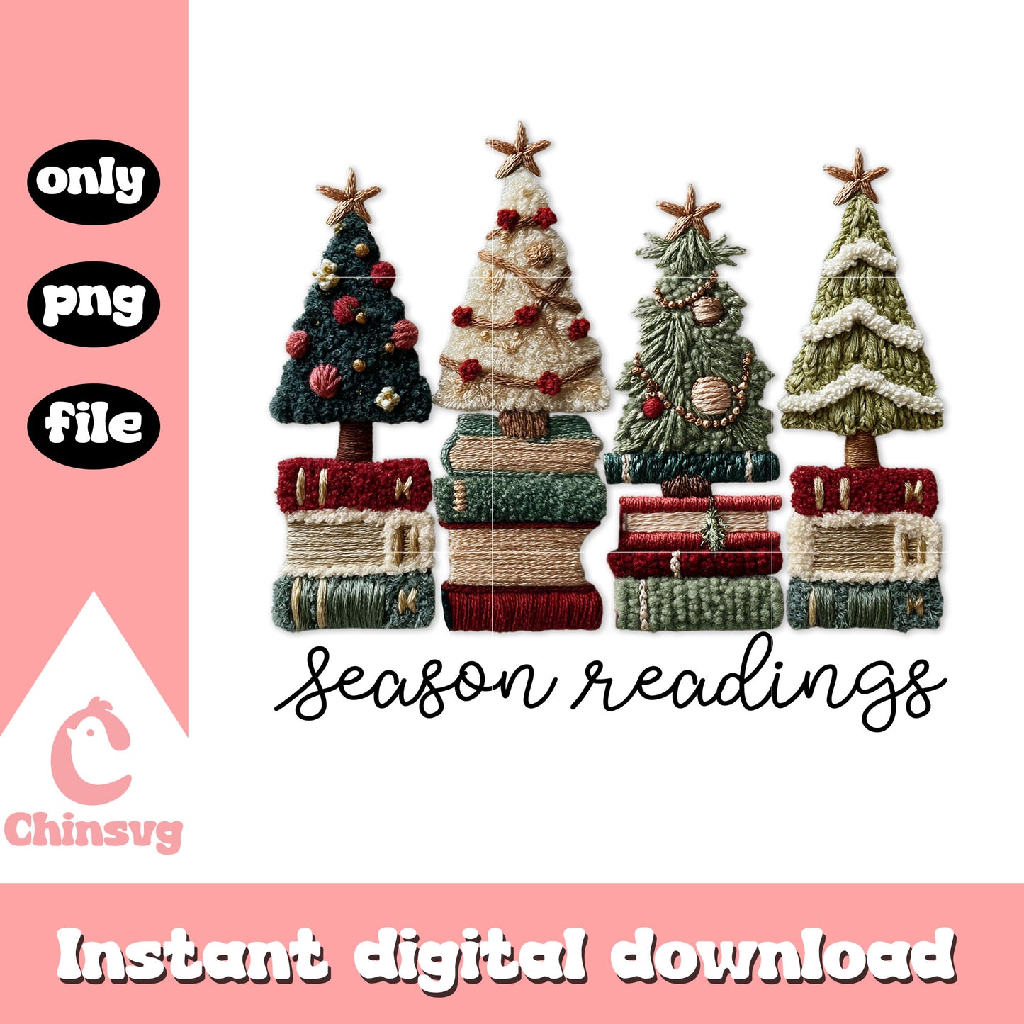 Season readings christmas tree crochet png, christmas tree png