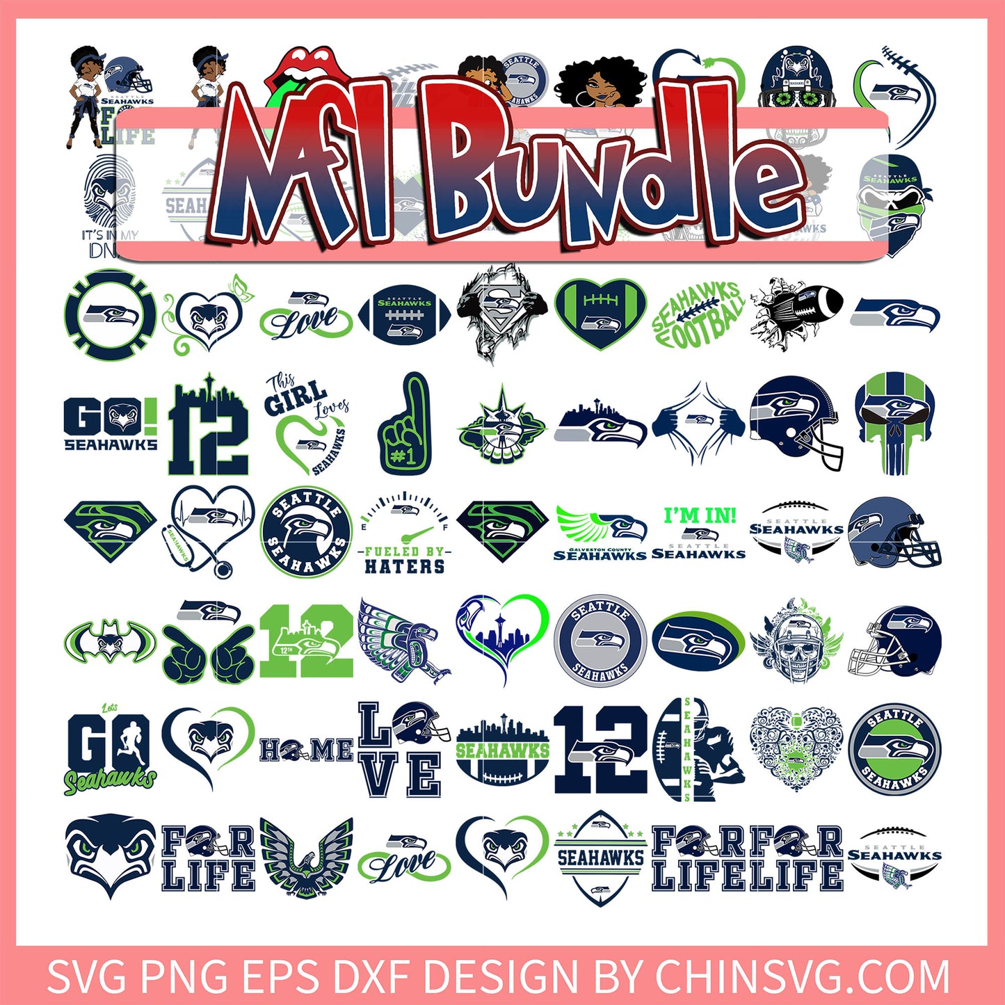 Seattle Seahawks nfl lofo bundle svg, nfl playoffs svg