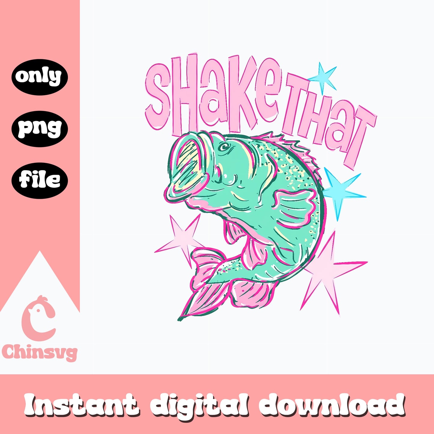 Shake That Bass Funny Fishing PNG, Retro Fish PNG, Fishing PNG