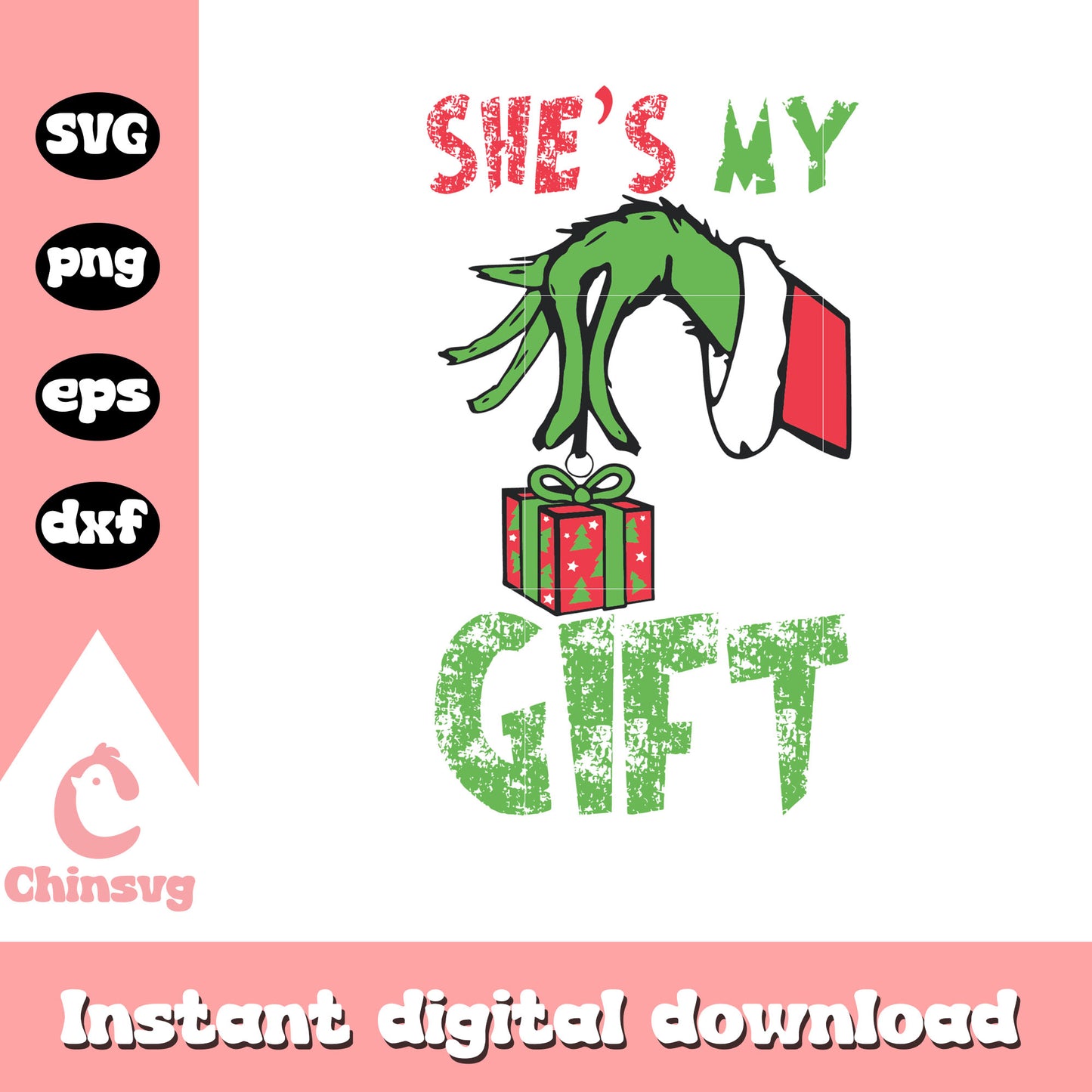 She's my gift grinch hand svg, grinch hand ornament svg