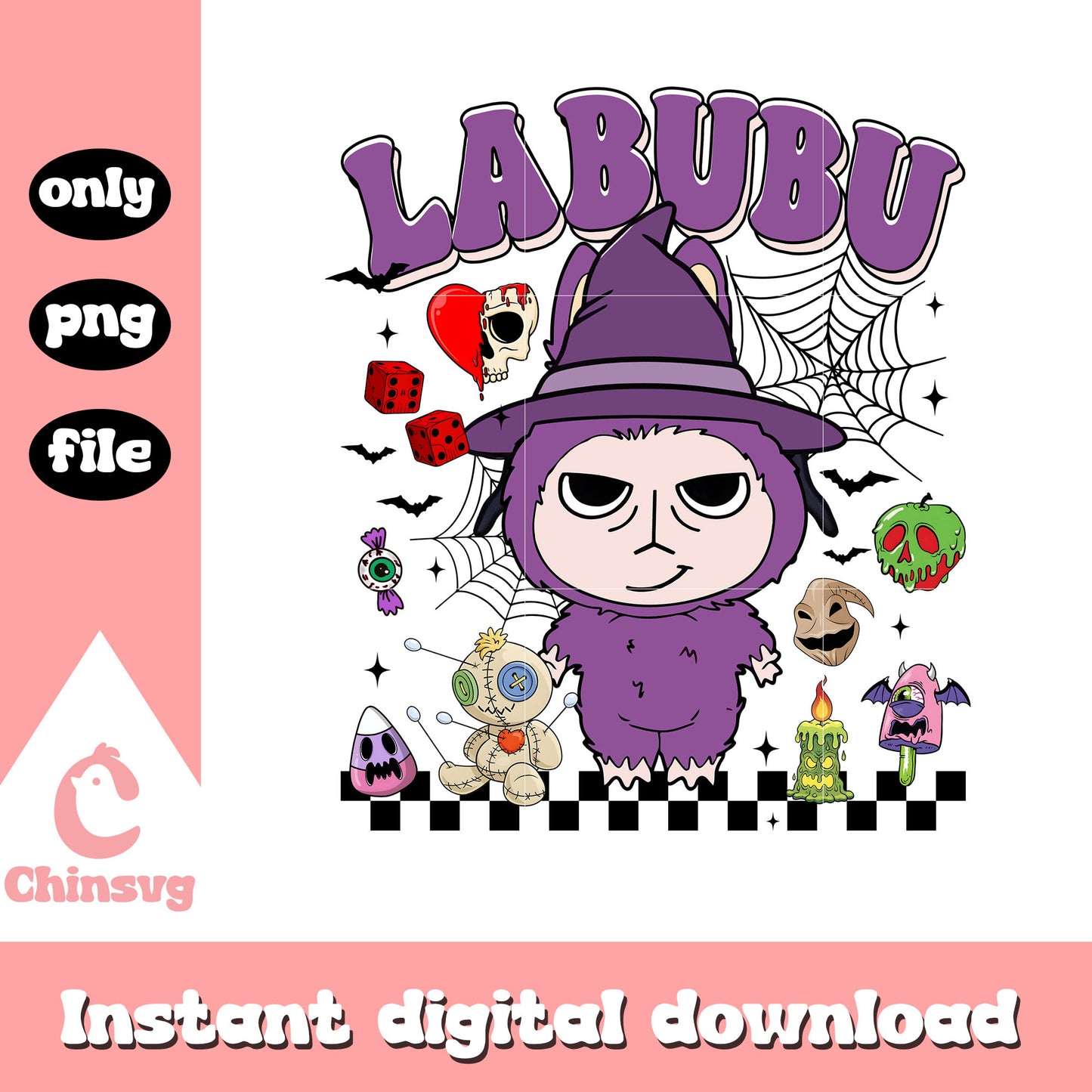 Shock labubu halloween design png, shock nightmare before christmas png